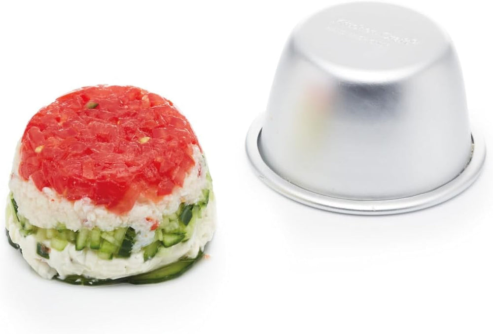 Kitchencraft Mini Moules à Pudding Aluminium Anodisé 7,5 cm Ensemble de 4 Moules et Plateaux de Cuisson Argenté Naty Shop