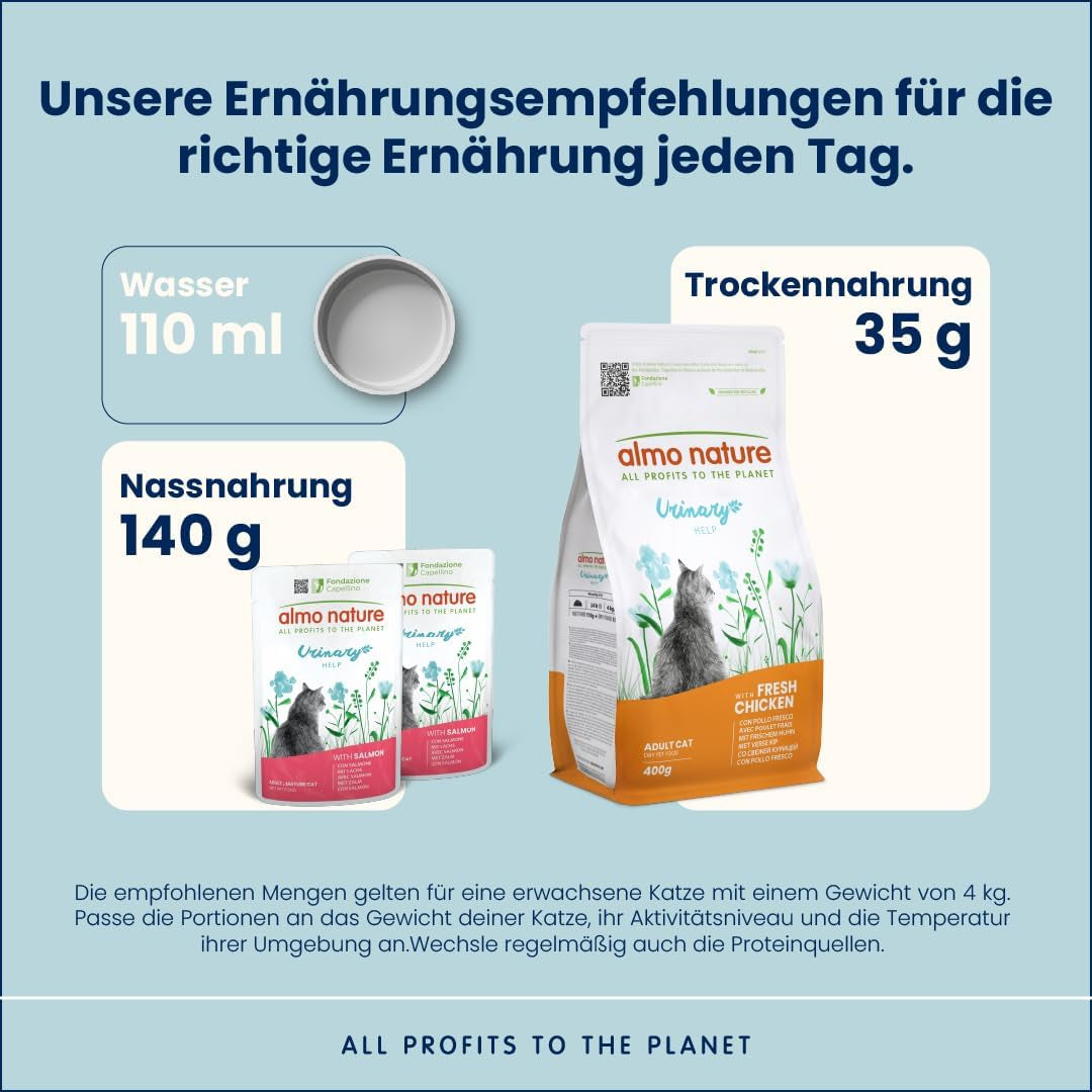 almo nature Functional Urinary Help - Nourriture humide pour chats adultes au saumon - Favorise la santé des voies urinaires - 30 sachets de 70 g chacun