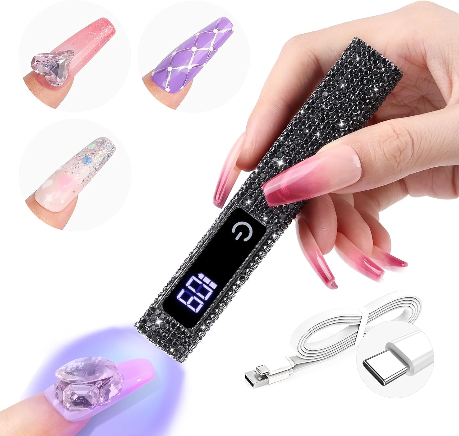 Saviland U V Lampe pour Gel Nägel: Mini U V Lampe pour NägelSchützen Sie Die Haut Wiederaufladbar Klein LED Nagellack Trocknergerät pour Nagellack Aufbaugel Nail Tips Nagelkleber Geschenke Für Frauen