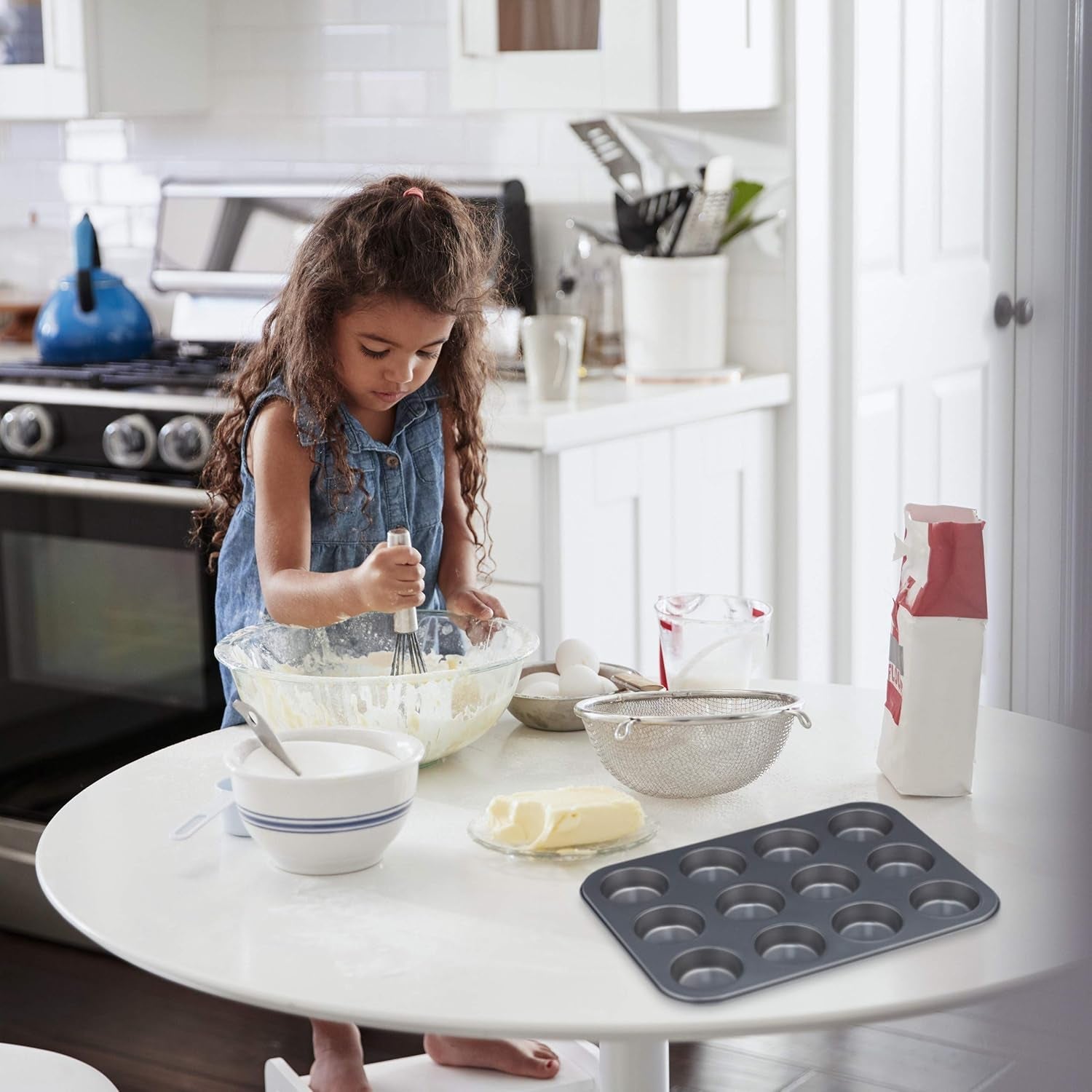 Relaxdays Muffinform, 2Er Set, 12Er Muffinbleche, Antihaftbeschichte, Carbonstahl, Muffins & Cupcakes, Ø 6,5 Cm, Blé, 10030825 Moules et plaques pour pâtisserie Naty Shop