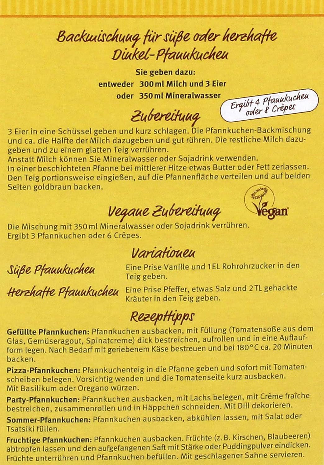 Dinkel-Pfannenkuchen, 180 G Amestec pentru copt si gatit Naty Shop