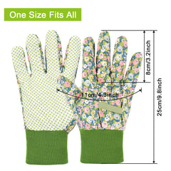 Handschuhe Für Garten, 2Er Set Gartenhandschuhe, Antirutschbeschichtung Arbeitshandschuhe, Einheitsgröße Arbeitshandschuhe Mit Pvc-Punkten Und Reißfester Canvas-Stulpe Zum Pflanz & Gartenarbeit