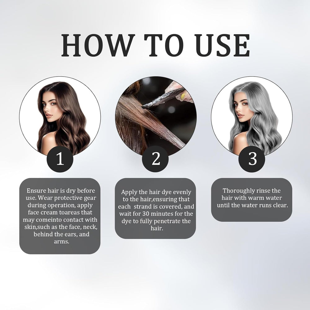 Teinture capillaire 2 en 1 gris argenté Teinture capillaire naturelle à base de plantes gris argenté pour tous les types de cheveux adaptée aux outils jetables (100 g) Naty Shop Hair Dye