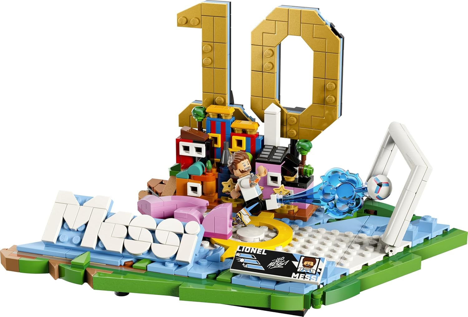 LEGO Editions Lionel Messi – Fußball-Highlights Spielzeug - 3D Modellbau mit Minifigur zum Sammeln - Kinderzimmer Deko - Geschenk für Jungen, Mädchen ab 10 Jahren und Erwachsene Sportfans - 43011