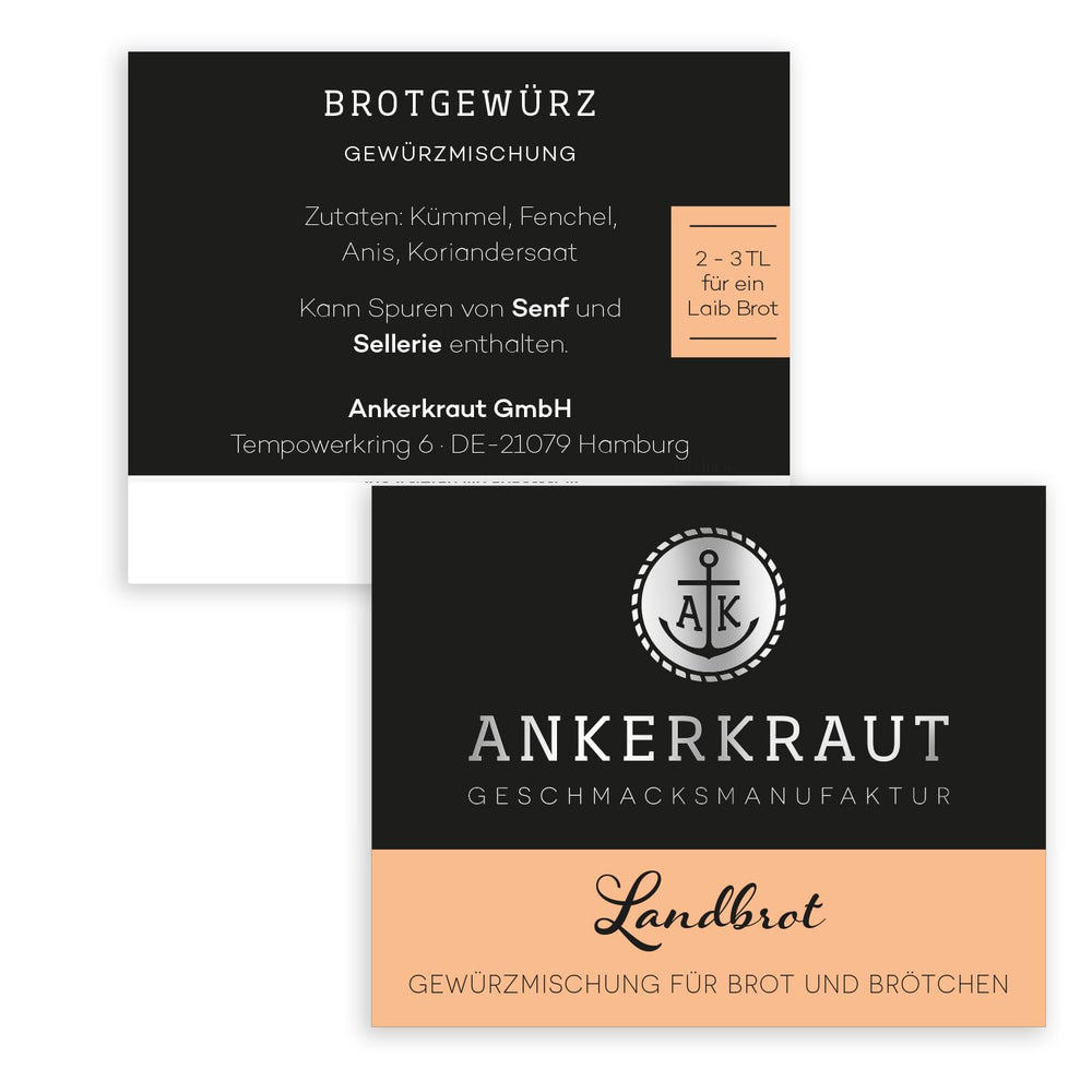 Ankerkraut Landbrot, Gewürzmischung zum selber backen von Brot und Brötchen, Semmeln im Backofen backen, 70 g dans Korkenglas