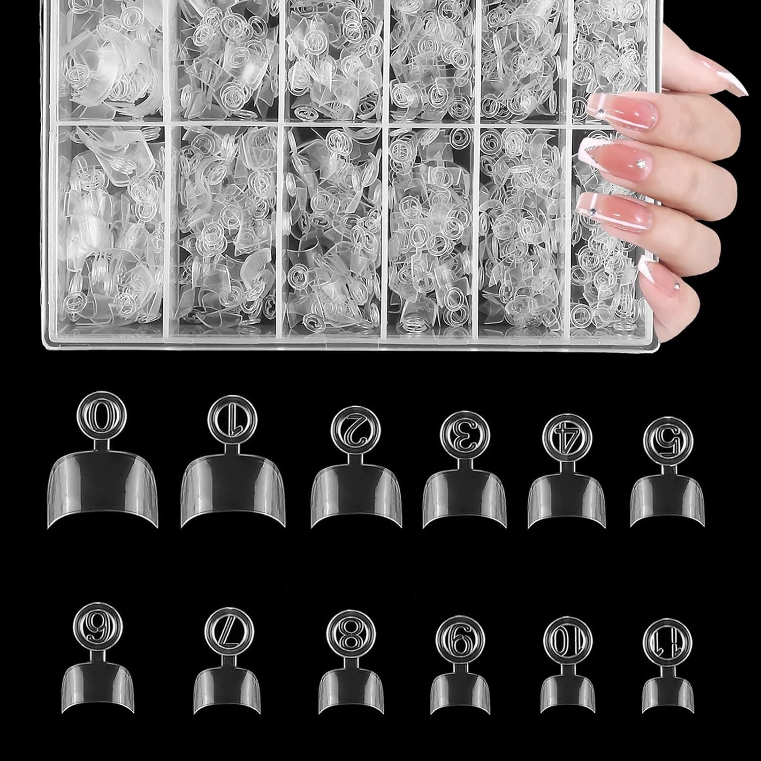 Faux ongles ovales, 12 tailles, pointes courtes, demi-couverture française, pour bricolage, Salon de manucure, Transparent, 600 pièces