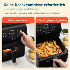 COSORI Friteuse à air chaud Airfryer, Friteuse à air 12 en 1 XXL 6,2 L, Friteuse à air chaud avec fenêtre de visualisation et rappel de brassage, 80 recettes Appareils ménagers Naty Shop