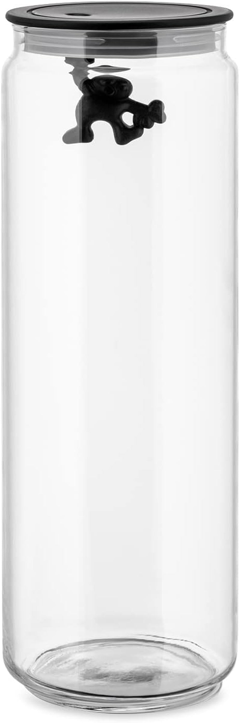 Alessi "Gianni" Pot de Cuisine en Verre avec Couvercle Scellé, Résine Thermoplastique, Noir, 27,5 x 13,5 x 28 cm Boîtes de Conservation des Aliments Naty Shop Glass, Noir 27,5 x 13,5 x 28 cm