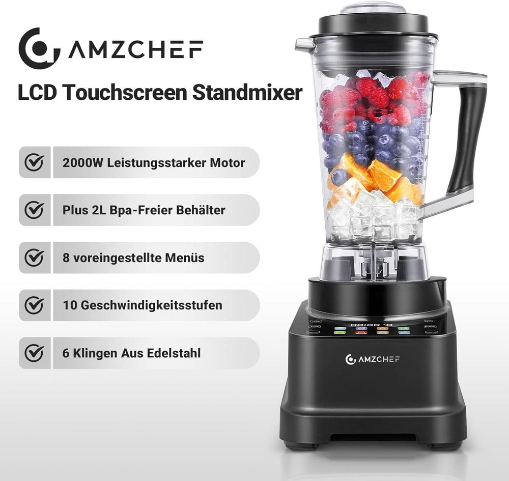Blender AMZCHEF, 8 menus intelligents et 10 vitesses, écran tactile LCD Cuisine Naty Shop
