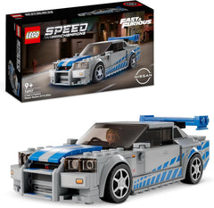 LEGO Speed Champions 2 Fast 2 Furious Nissan Skyline GT-R (R34) Rennwagen Spielzeug zum Bauen, 2023 Modell Auto-Bausatz mit Brian O'Conner Figur 76917