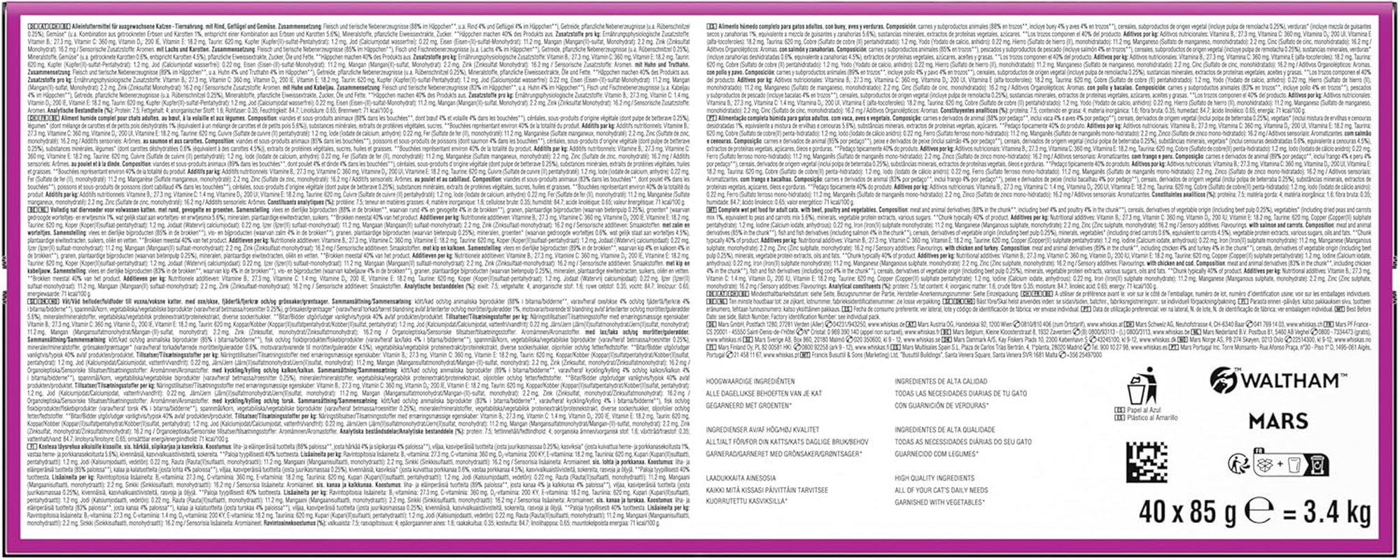 WHISKAS TASTY MIX Nassfutter en Sauce pour Katzen 40 x 85g Chef's Choice