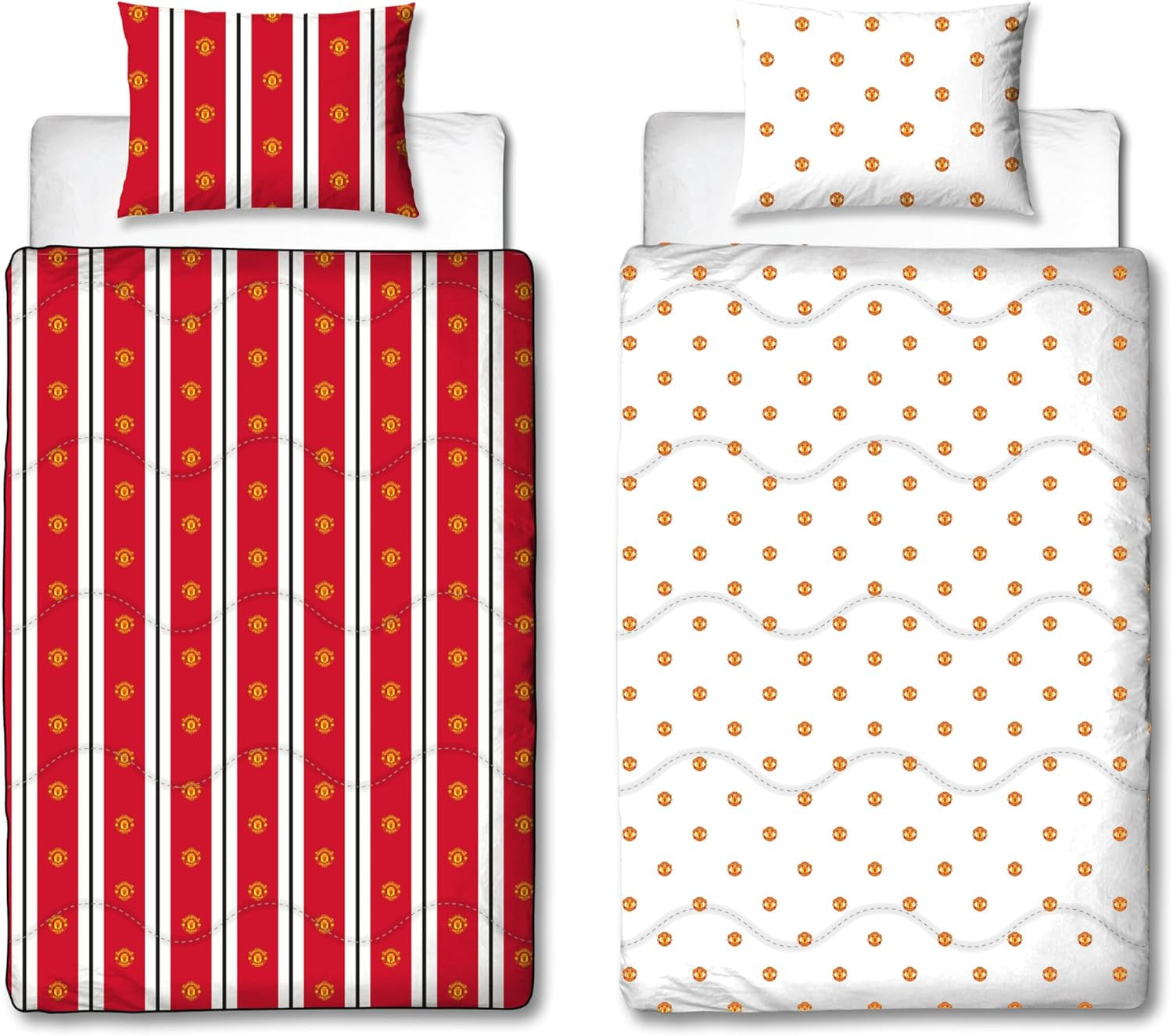 Couette officielle simple Manchester United FC, réversible, rouge et blanc, sans housse, couette de football, taie d'oreiller, lavable, parfaite pour les voyages, les séjours d'une nuit, 10,5 Tog Couettes et couettes Naty Shop Titre par défaut