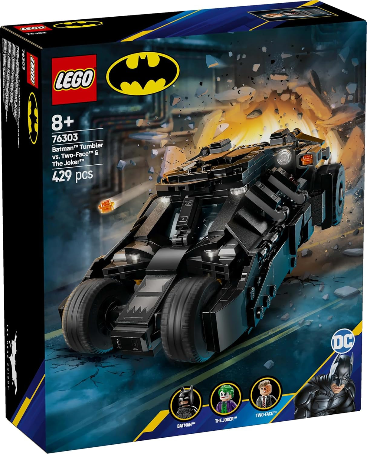 LEGO DC Batman : Batman Tumbler contre. Two-Face & Joker - Jouet de super-héros avec voiture Batmobile - Playset avec figurines - Cadeau pour garçons et filles à partir de 8 ans 76303 Jeux de construction Besuche den LEGO-Store