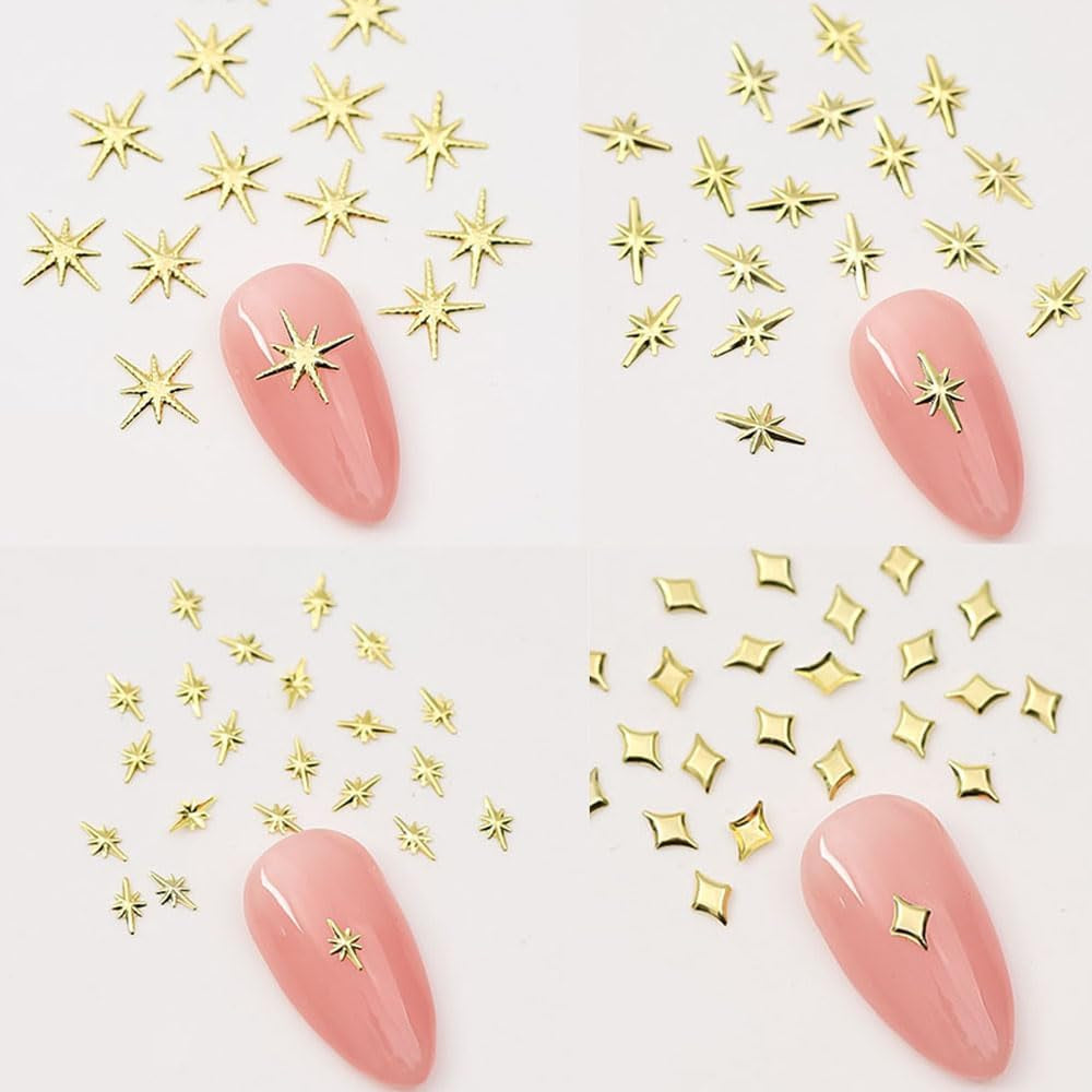 120 pièces breloques à ongles étoile or-argent étoile Y2K ongles breloques à ongles étoile en métal tailles mixtes vis à ongles étoile conception d'ongles Nail Art breloques étoiles 3D décoration d'ongles breloques à ongles accessoires pour ongles