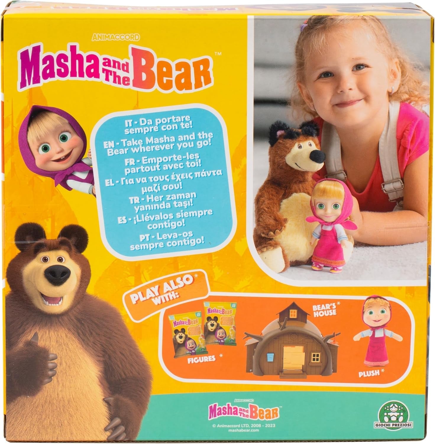 Masha & Michka, Masha Puppe, 12 cm, und der Bärka-Plüschtier 20 cm, Spielzeug für Kinder ab 3 Jahren, , MHA21
