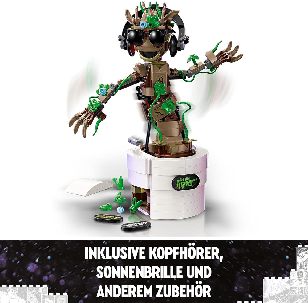 LEGO | Marvel Tanzender Groot - Animierte Minifigur eines Charakters aus Guardians of the Galaxy - Interaktives Spielset - Kreatives Spielzeug - Superhelden Geschenk für Jungen und Mädchen - 76297