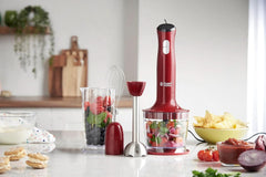 Russell Hobbs Stabmixer [3-In-1: Pürierstab/Zerkleinerer, Mixer- & Schneebesenaufsatz] Desire Rot (sans BPA & Spülmaschinenfestes Zubehör, Für Smoothie, Suppen Saucen, Yaourt Babynahrung) 24700-56 Kitchen Naty Shop