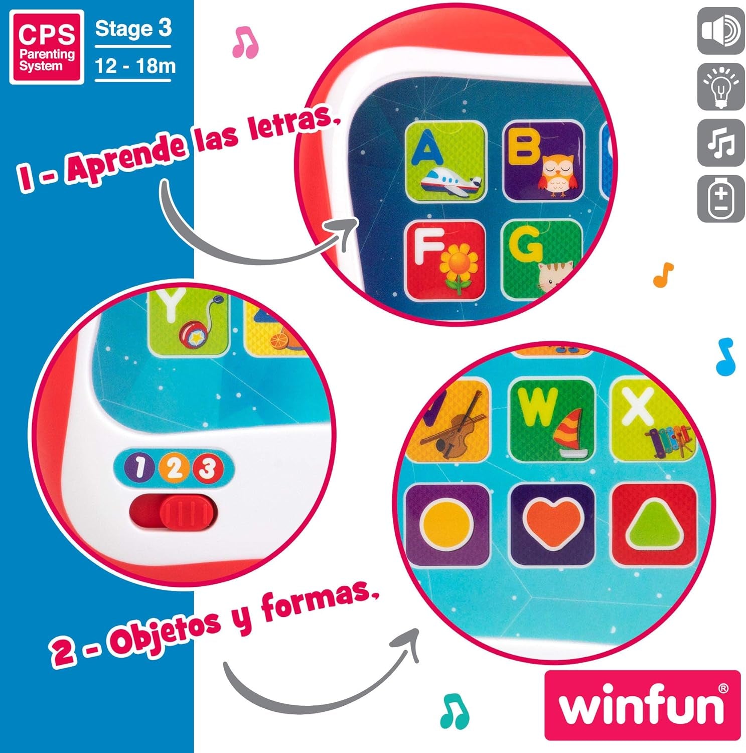 Winfun ColorBaby 44256 Plateau d'apprentissage avec lumière et son Jouets pour bébé Naty Shop