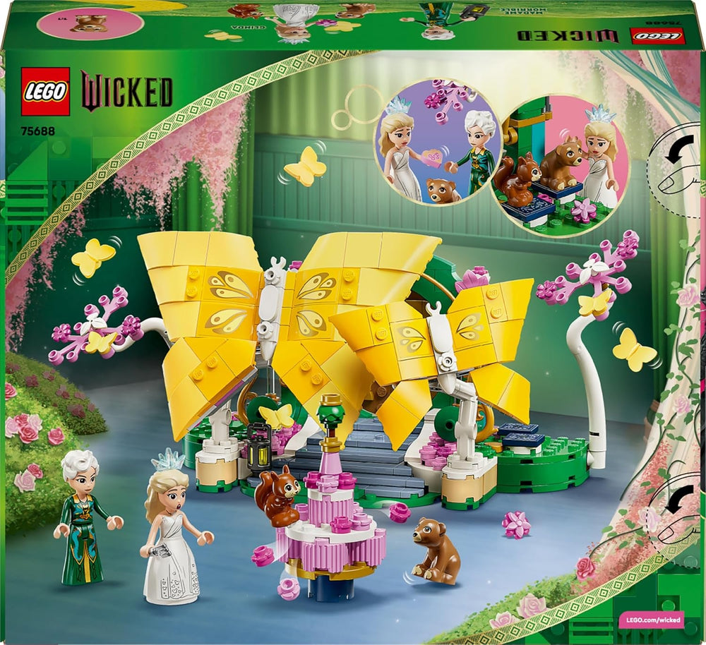 LEGO Wicked Glindas Hochzeitstag - Kreatives Spielzeug mit 2 Minifiguren & 2 beweglichen Schmetterlingsfiguren mit Zubehör - Kinder Geschenk für Mädchen, Jungen & Filmfans ab 8 Jahren - 75688