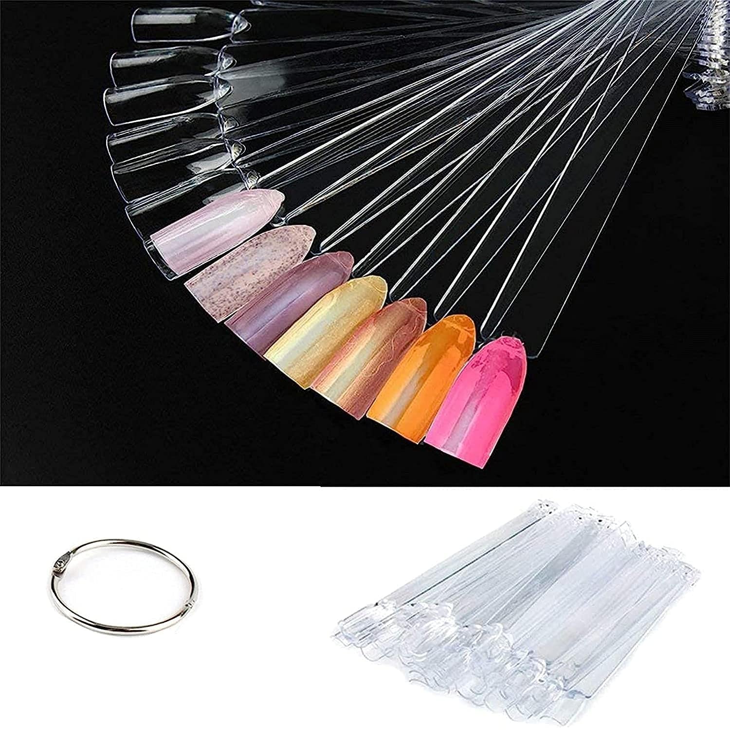 Présentoir à ongles, 40 bâtons de vernis à ongles artificiels, capsules, éventail pratique, nail art