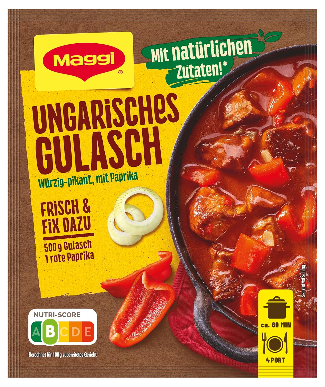 MAGGI Fix pour goulasch hongrois, Würzmischung, avec ingrédient naturel*, pour 4 portions, 1er paquet (1 x 56g Packung)