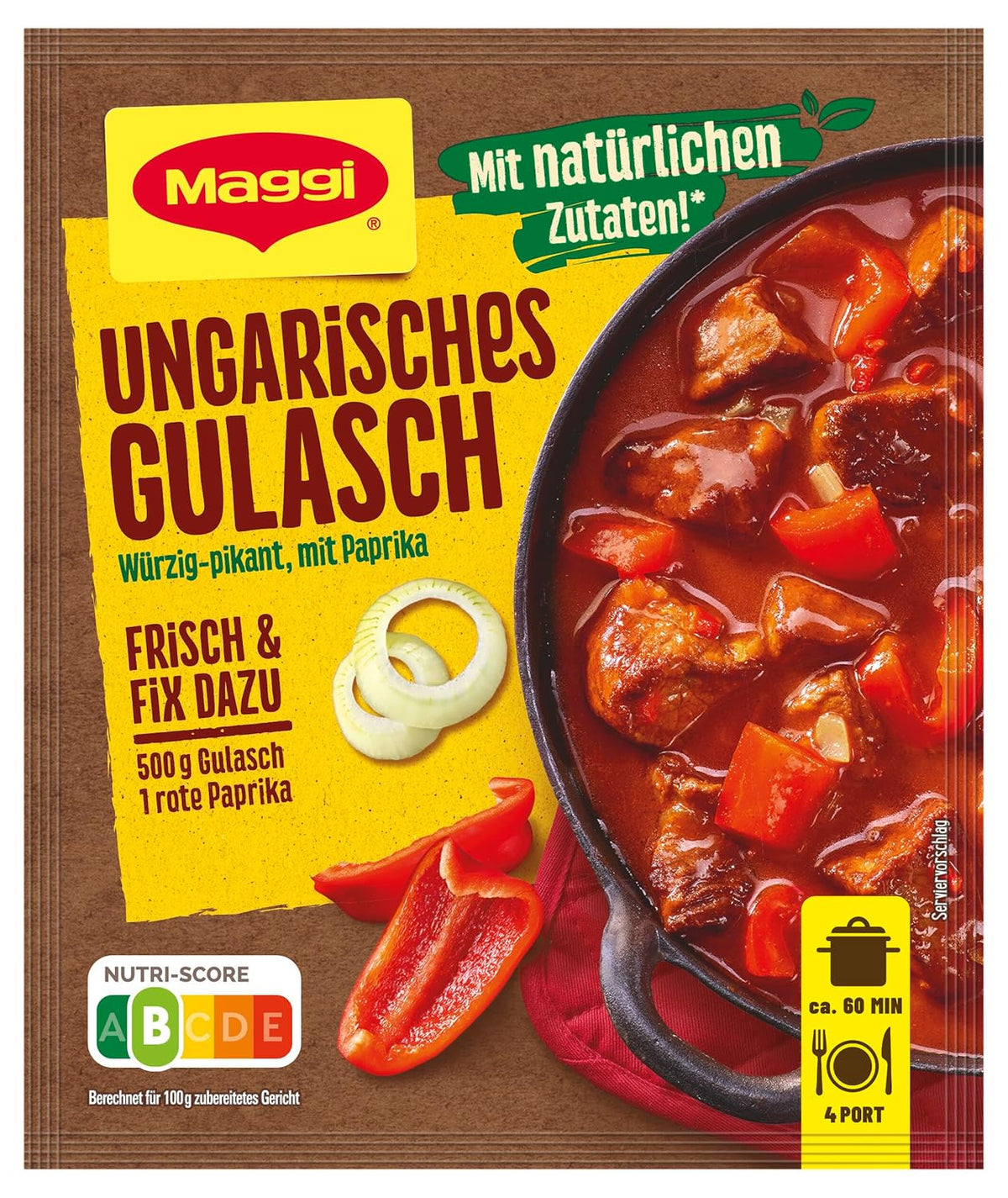 MAGGI Fix pour goulasch hongrois, Würzmischung, avec ingrédient naturel*, pour 4 portions, 1er paquet (1 x 56g Packung)