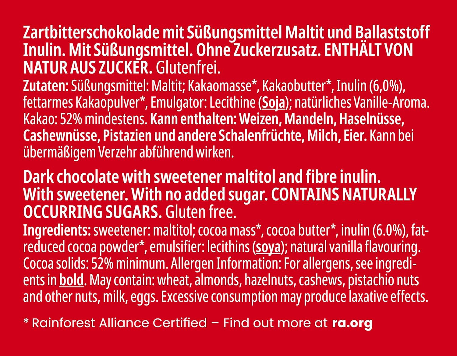 Chocolat noir Frankonia sans sucre ajouté, 80 g