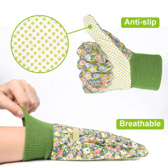 Handschuhe Für Garten, 2Er Set Gartenhandschuhe, Antirutschbeschichtung Arbeitshandschuhe, Einheitsgröße Arbeitshandschuhe Mit Pvc-Punkten Und Reißfester Canvas-Stulpe Zum Pflanz & Gartenarbeit