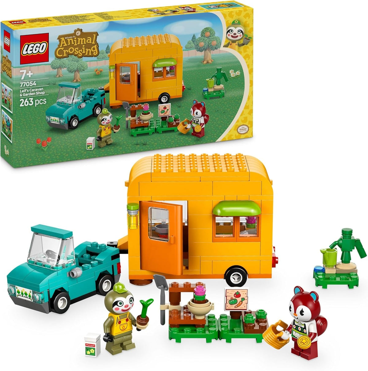 LEGO Animal Crossing Gerds Wohnwagen & Gärtnerei, Bauset für Rollenspiele, Spielzeug Auto für Kinder, Geschenk für Mädchen und Jungen ab 7 Jahren, Videospiel Spielzeug mit Tierfiguren 77054