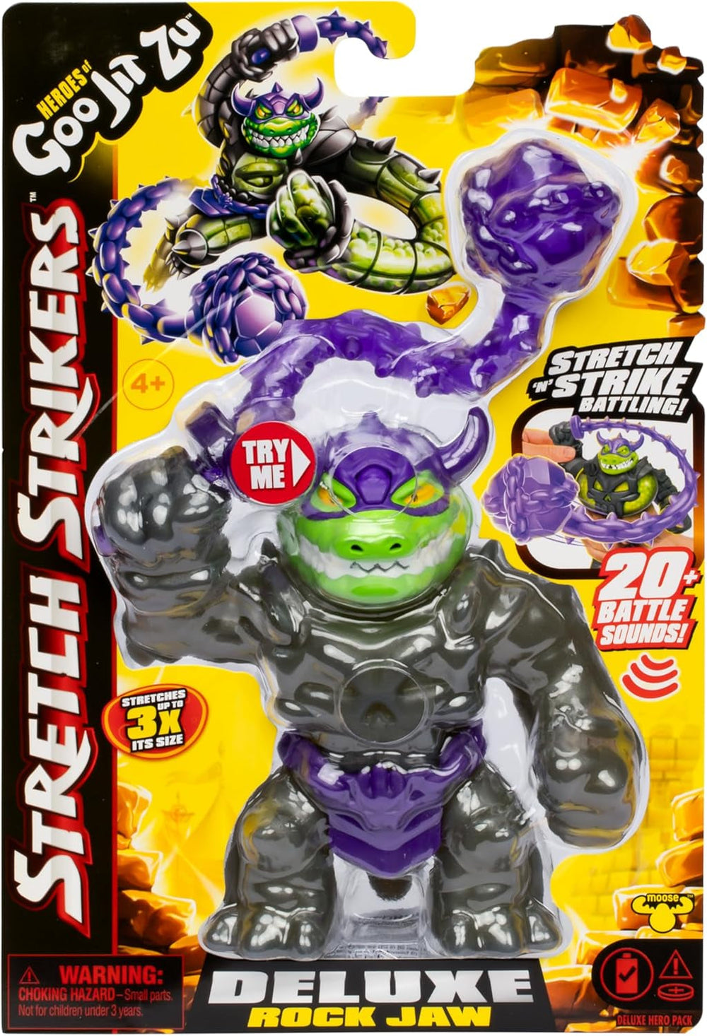 Heroes of Goo Jit Zu Stretch Strikers Deluxe Hero Pack Rock Jaw Figurine extensible avec plus de 20 figurines Cool Fighting Gear Naty Shop