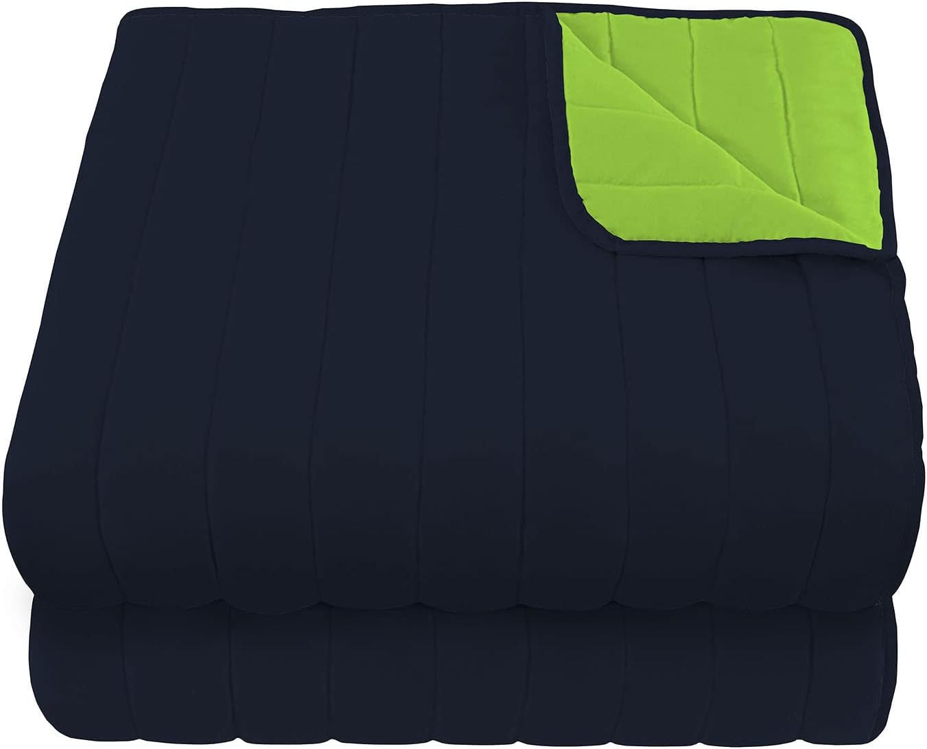 Couette élégante pour lit double 260 X 270 Cm bleu foncé/vert pomme Lits et couettes Besuche den Italian Bed Linen-Store