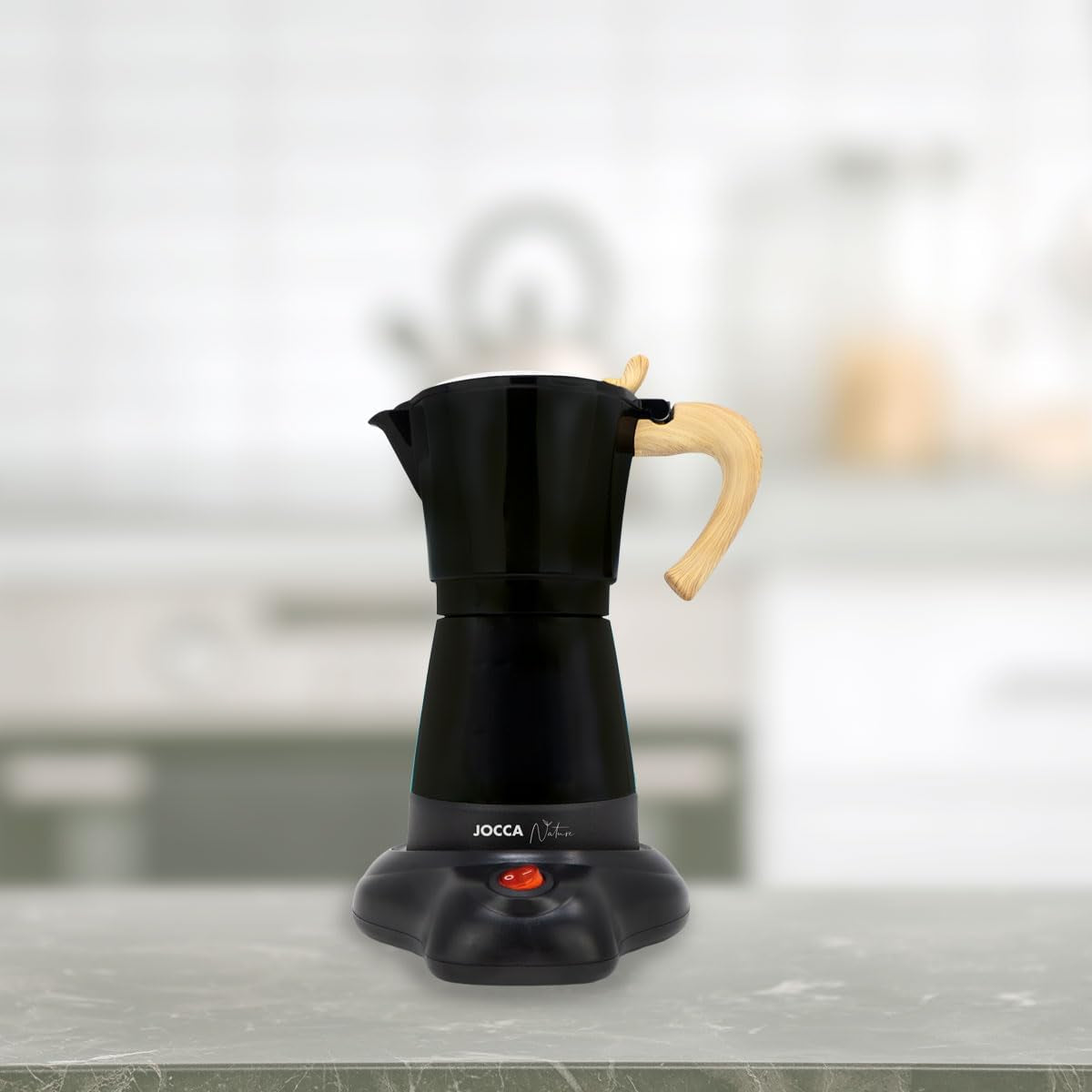 Jocca cafetière électrique italienne en aluminium 6 tasses cafetière manuelle Portable avec poignée en bois Style moka noir