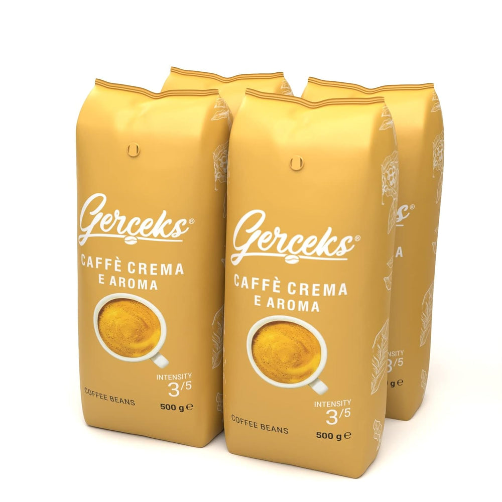 Caffe Crema E Aroma Kaffeebohnen 2kg (4x500g), Barista Kaffee schokoladig et säurearm, Espressobohnen kräftig, Bohnenkaffee mit Arabica et Robusta, fine Crema, idéal pour Milchkaffee