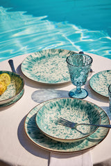 Kalos, service de vaisselle pour 6 personnes, 18 pièces, porcelaine, bleu clair