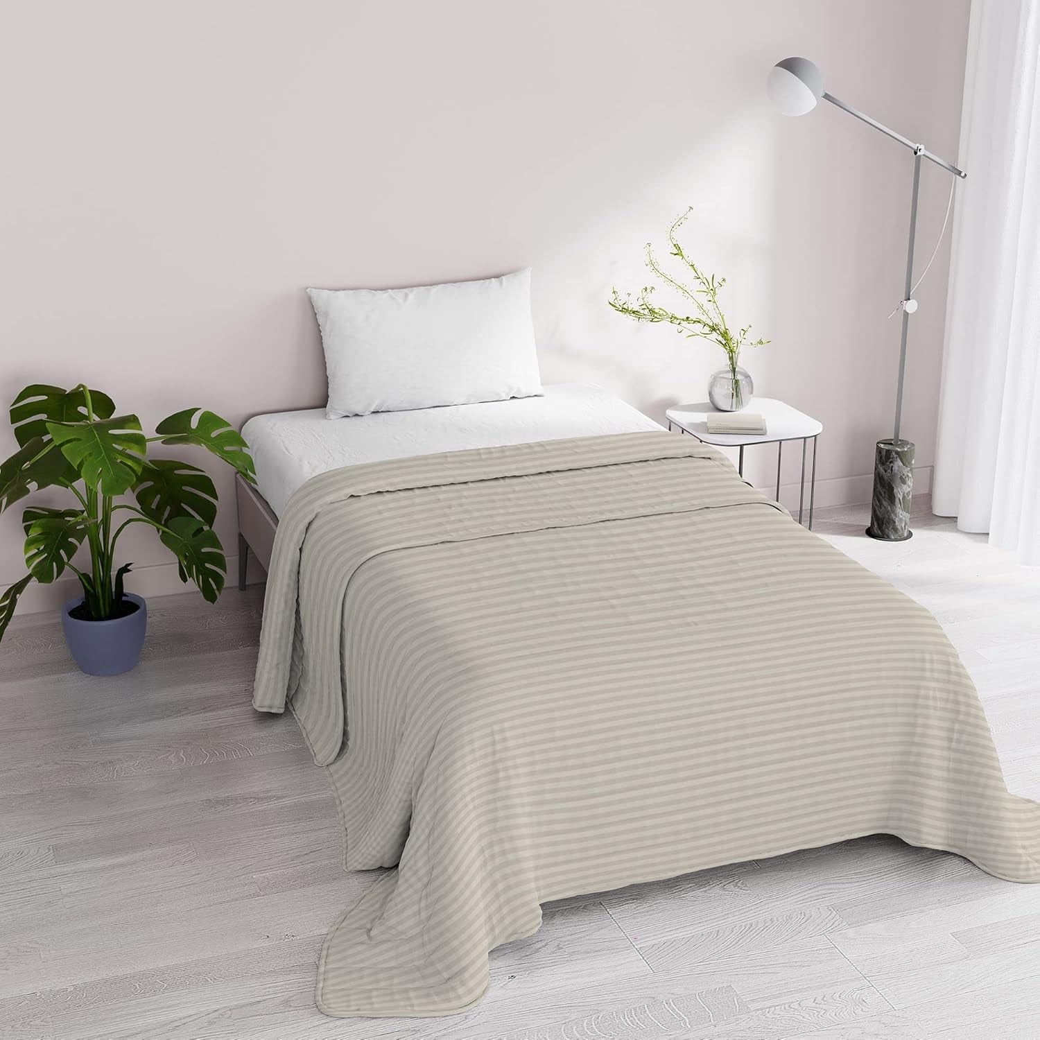 Couette été Satin Rayures, polyester, crème, 260X250 Cm Couettes et couettes Naty Shop Tourterelle 170X250 Cm