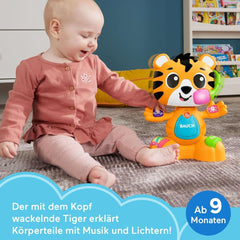 Fisher-Price Beat Bande Lern & Tanz Tiger Justin Jouet éducatif pour bébés et tout-petits avec sons et lumières pour bébés de 9 mois et plus, édition allemande, HYL31 Baby Toys Naty Shop