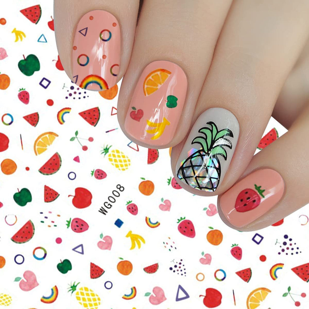 12 Blatt Nagelsticker Süß Kinder Nagelaufkleber Selbstklebend Weihnachtsblumen Blätter Tiere Pflanzen Früchte Nail Art Sticker Dekoration Nageldesign Zubehör