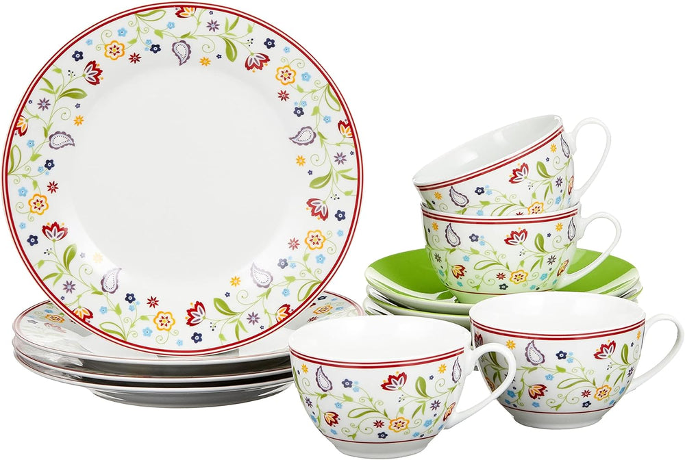 Ritzenhoff & Breker Doppio Shanti Service à Café, 12 Pièces, Porcelaine, Vert