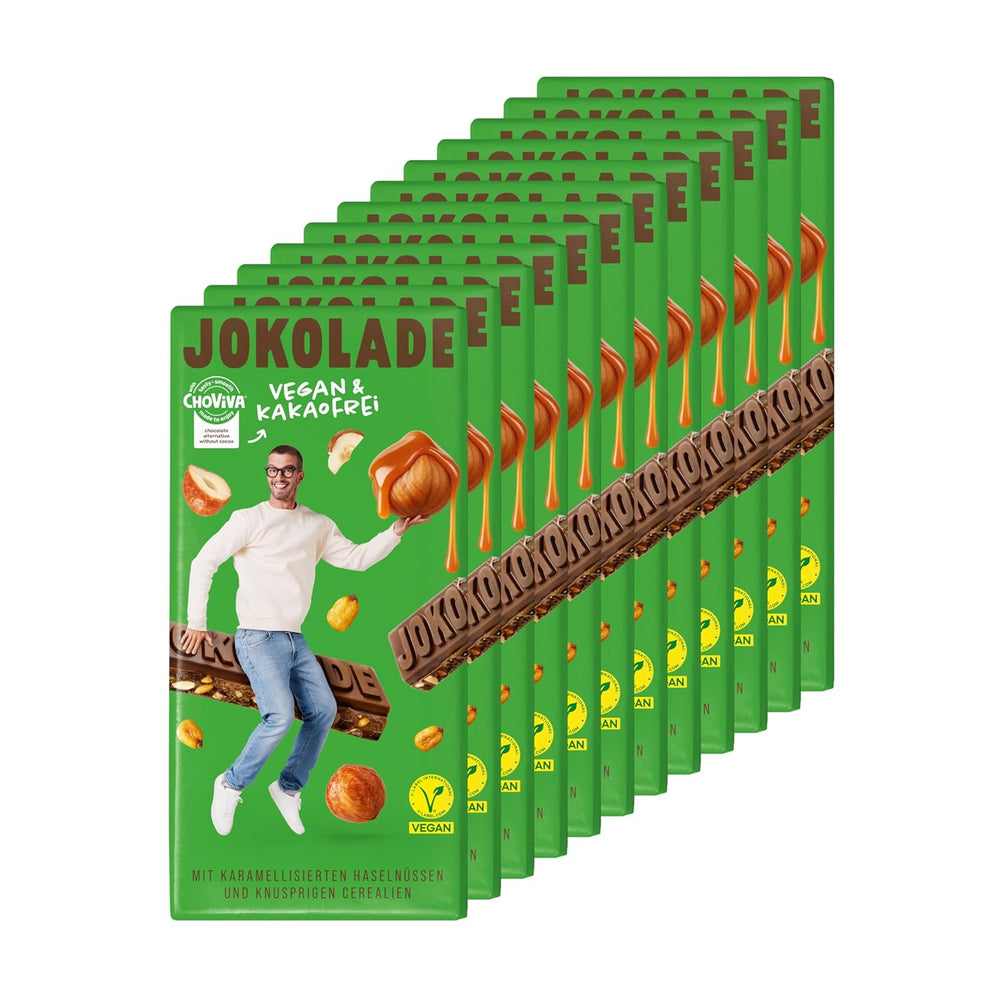 JOKOLADE 12 barres x 140g Forfait économique | Aux cacahuètes caramélisées et céréales croquantes | Vegan et sans cacao