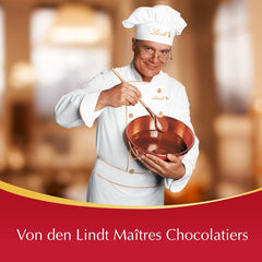 Présentation du dessus de chocolat Lindor | 1718 g et tablettes de chocolat à la pâte d'amande | 25 barres x 50g en présentoir | 1250g | Pâte d'amande pure recouverte de chocolat noir | Barres de chocolat