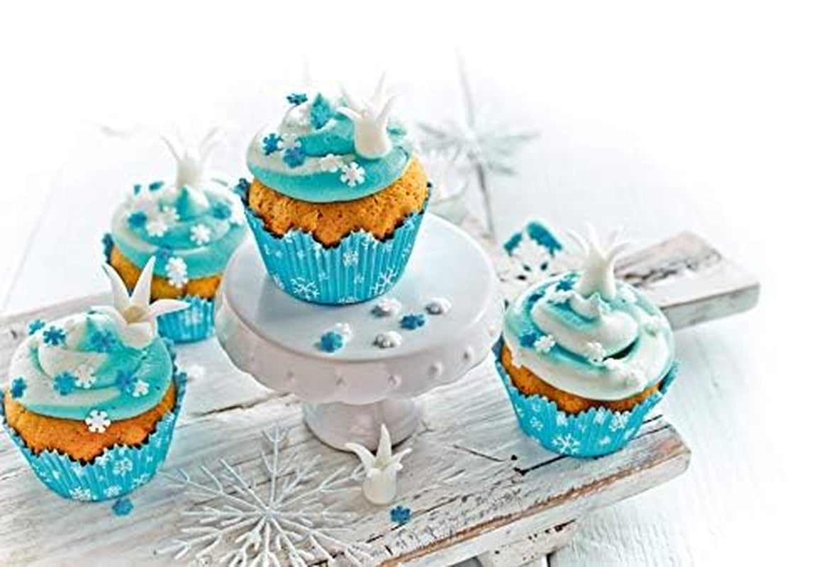 RUF Cupcakes Für Eis-Princessinen Und Prinzen, Mit Torten-Creme in Eisblau, Zucker-Eiskristallen Und Fondant Für Zuckerkronen, Inkl. 12 Backförmchen, 1 X 391G Glaçages et Décor Naty Shop
