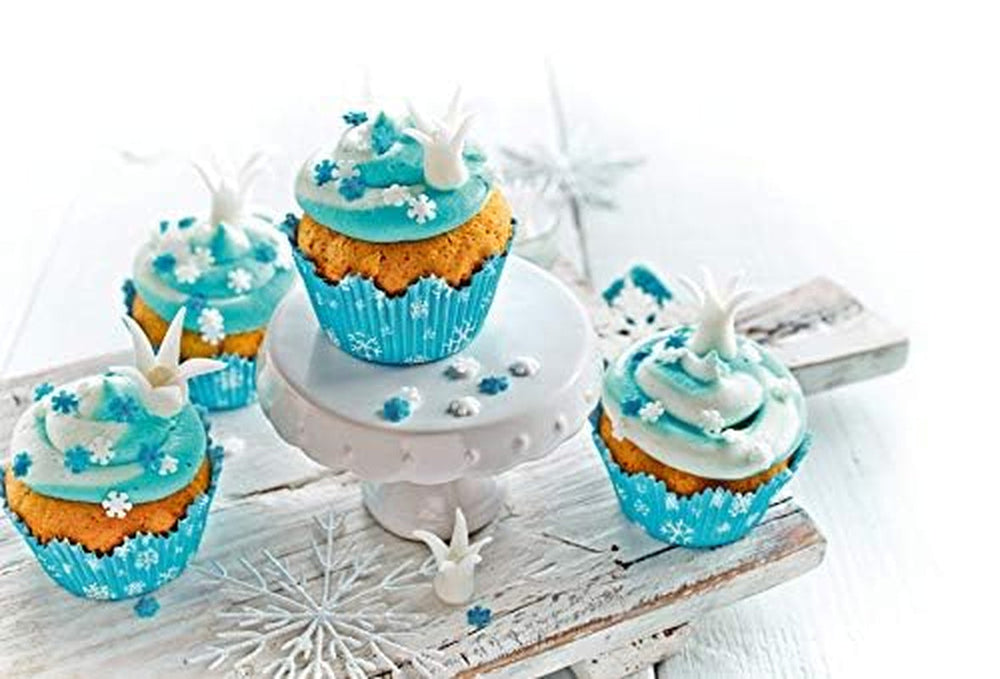 RUF Cupcakes Für Eis-Princessinen Und Prinzen, Mit Torten-Creme in Eisblau, Zucker-Eiskristallen Und Fondant Für Zuckerkronen, Inkl. 12 Backförmchen, 1 X 391G Glaçages et Décor Naty Shop