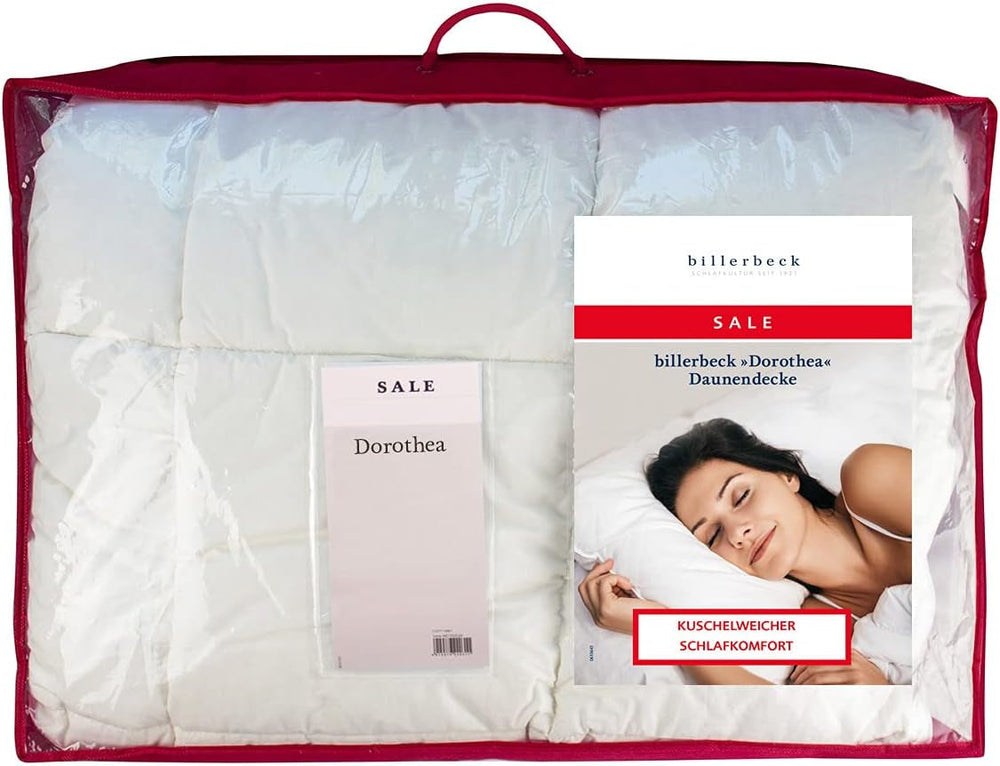 Couette duvet Billerbeck - Dorothea 90 - Couette toutes saisons - 135 X 200 Cm Couette en duvet véritable - Chaleur moyenne, blanc Couettes et couettes Naty Shop