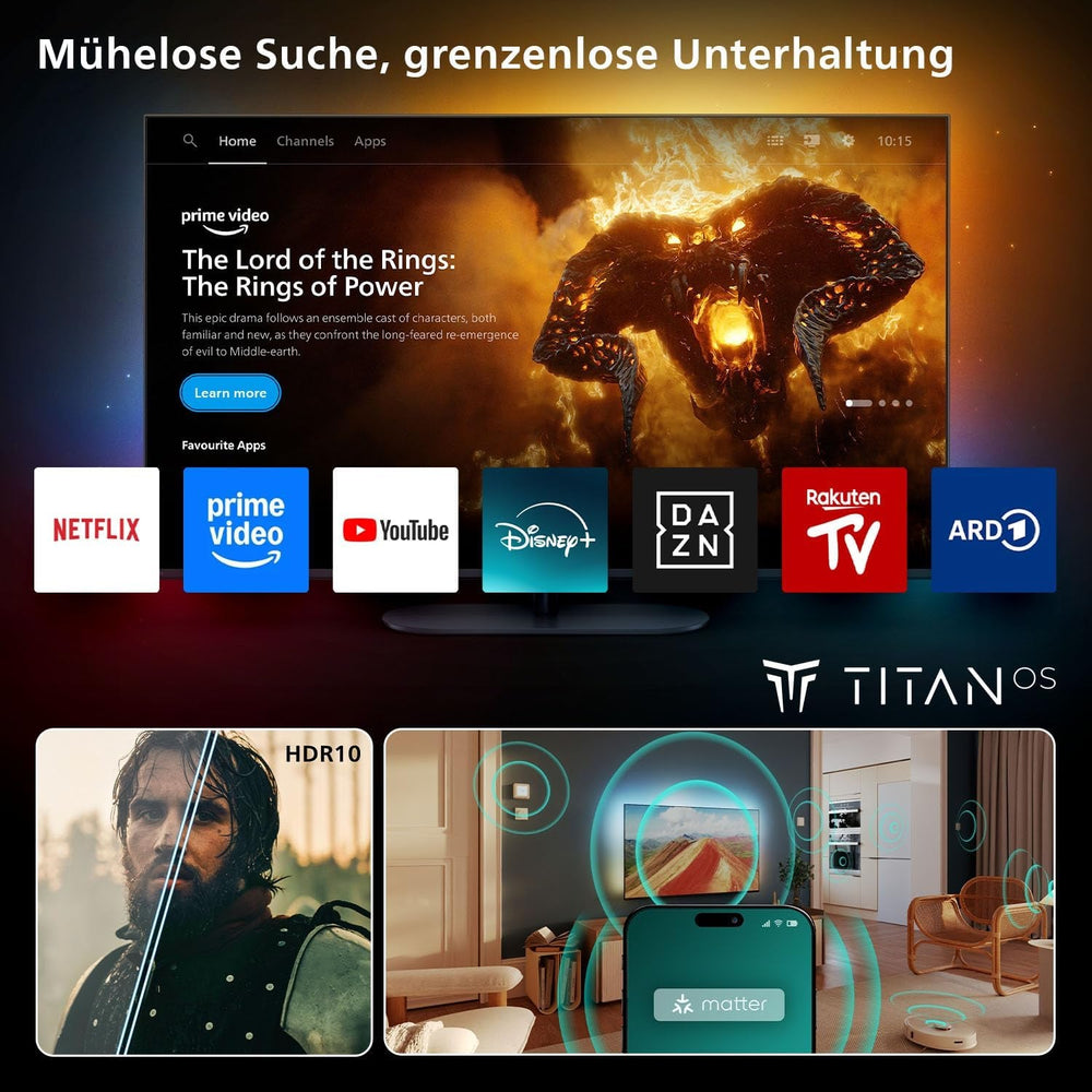 Televizor inteligent LED Philips 32PFS6900 HD - ecran de 32 de inci cu Pixel Plus, platformă Titan OS și sunet Dolby Digital - Funcționează cu Alexa și Google Assistant