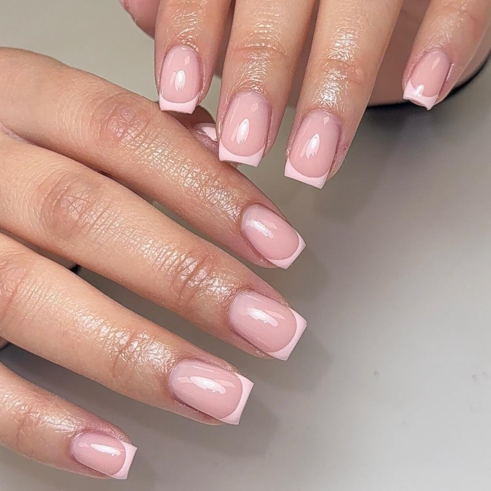 Longs conseils français colle à paillettes d'or sur les ongles longs carrés paillettes pointe française faux ongles ensemble ongles artificiels carrés pour les femmes 24 pièces