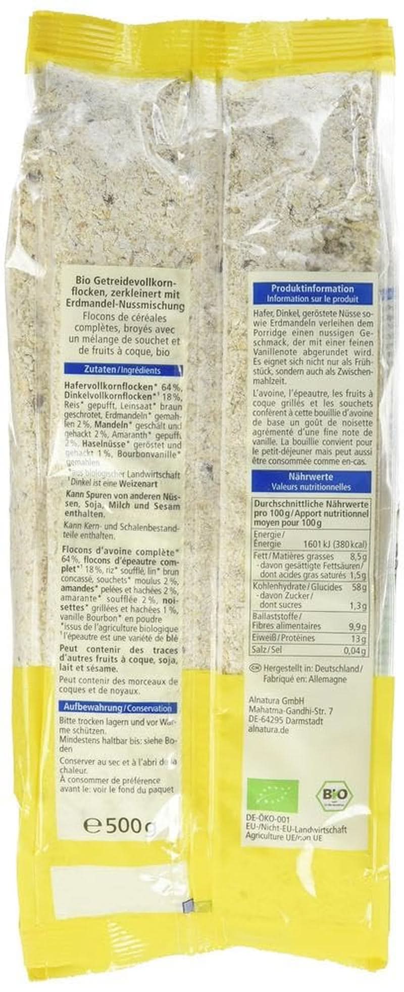 Base d'avoine et d'épeautre bio pour PORRIDGE, 500 grammes Céréales Naty Shop
