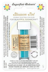 Colorant alimentaire en poudre Sugarflair Blossom Tint Dusting Turquoise - Colorant alimentaire en poudre pour décorer pâte à sucre colorée, fondant, glaçage, chocolat, crème au beurre, macarons - 7ml
