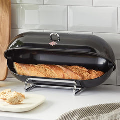 WESCO Breadboy Boîte à pain avec couvercle à charnière sans hochet, rouge, tôle d'acier enduite de poudre, trous d'aération et poignée robuste Boîtes de conservation des aliments Naty Shop