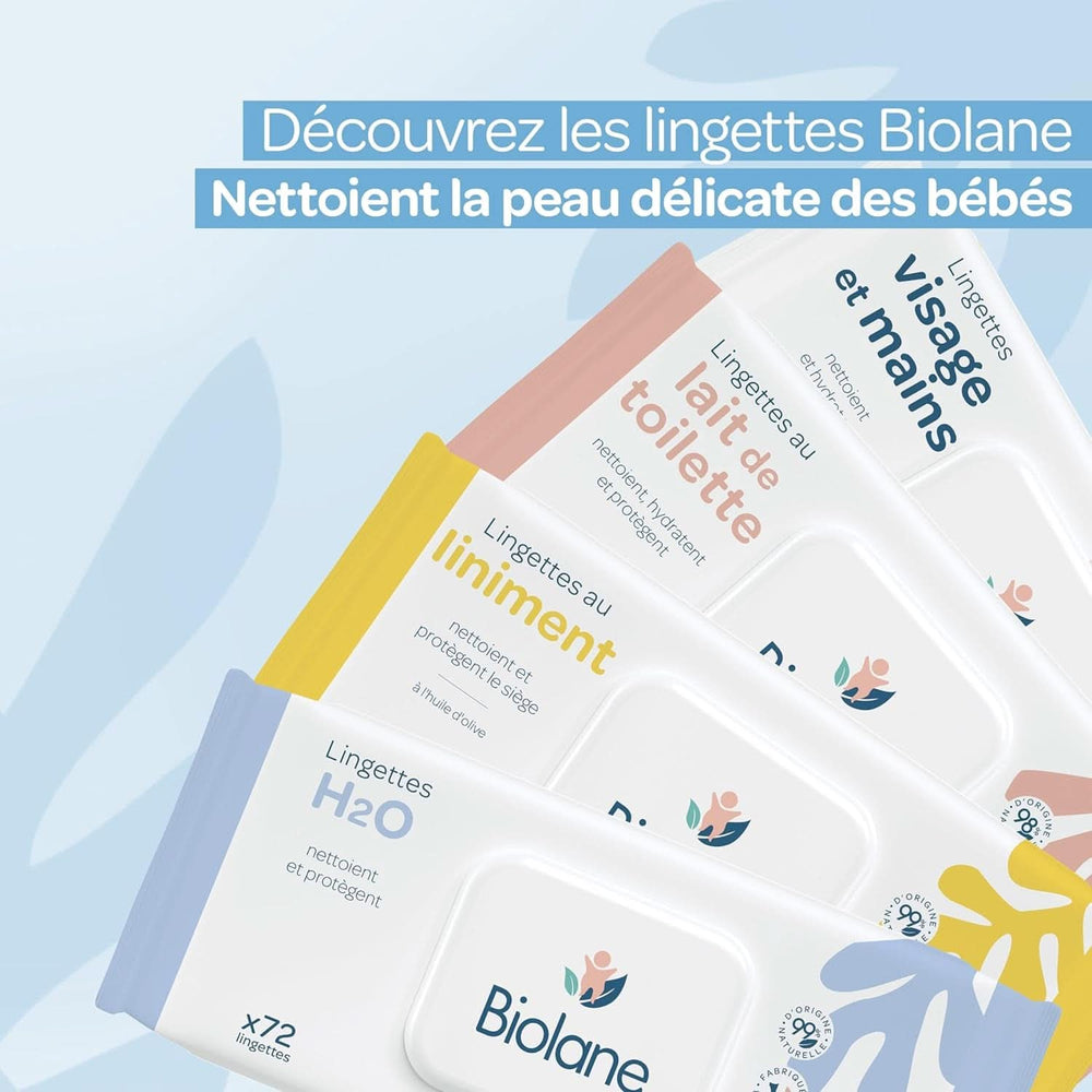 Lingettes nettoyantes bébé BIOLANE Eau pure - Pour peaux sensibles - Dès la naissance Lingettes Humides Bébé Naty Shop