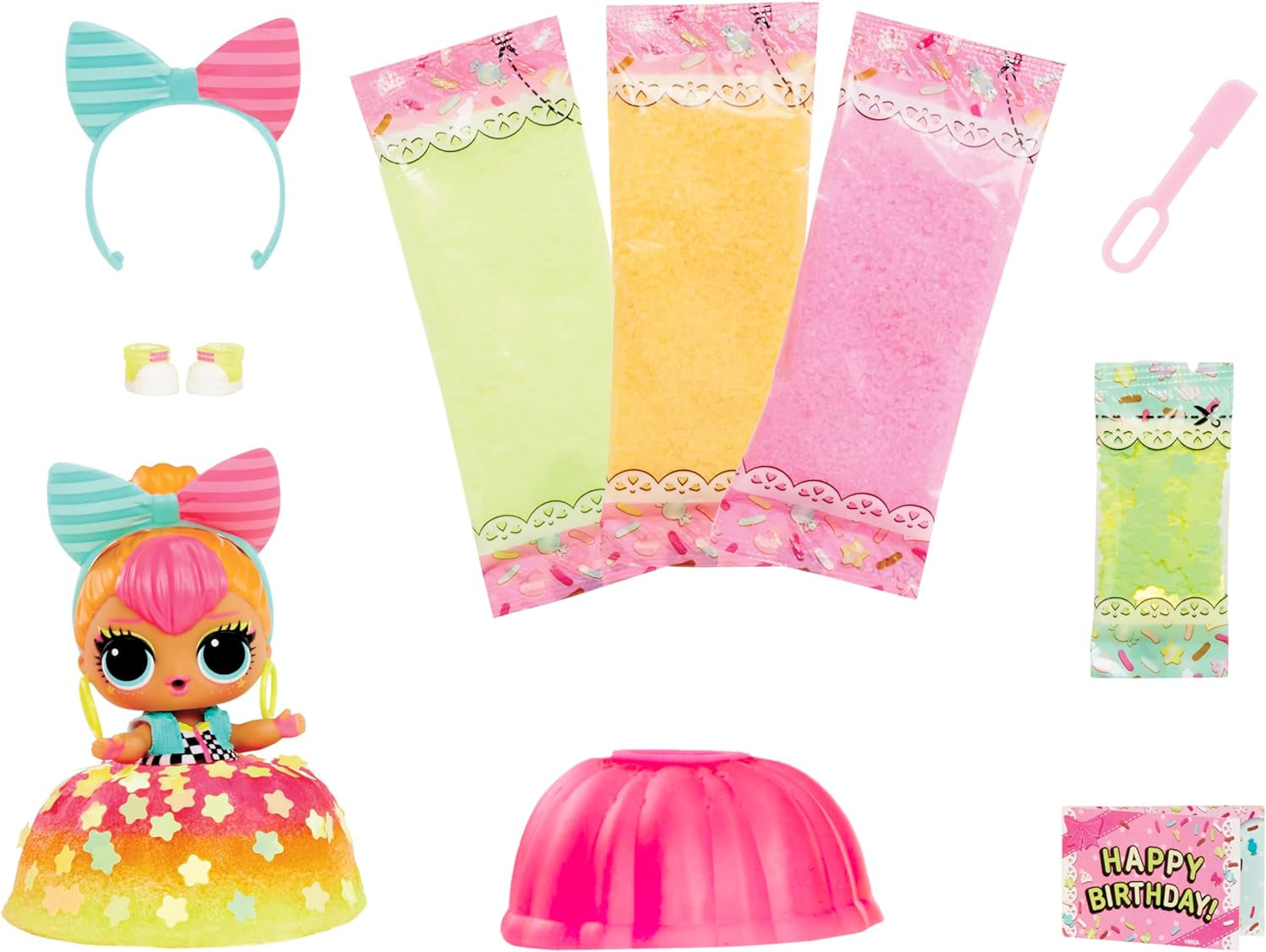 L.O.L. Surprendre! Mix & Make Birthday Cake Tots - Avec poupée à collectionner, robe à gâteau DIY, "cuisson" et décoration du gâteau, ingrédients et paillettes - Poupée avec robe à gâteau - Idéale pour les filles à partir de 3 ans Naty Shop Dolls